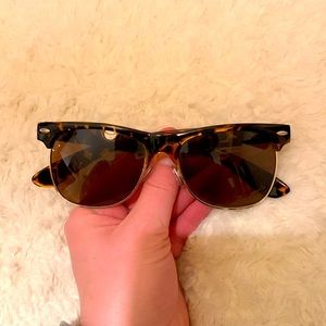 Tortoiseshell Clubmaster-Style Sunglasses